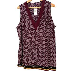 NYDJ Long Tunic Top NWT Henna Paisley Sleeveless V Neck Size XL New